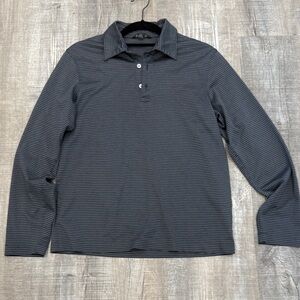 Banana Republic Dark Gray Striped Button Down long sleeve polo